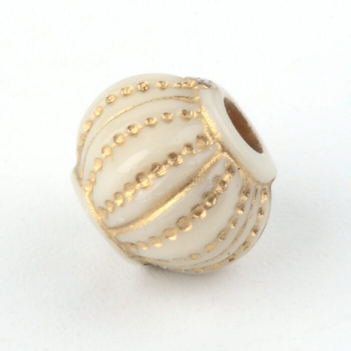 Beige Patterned Acrylic Beads