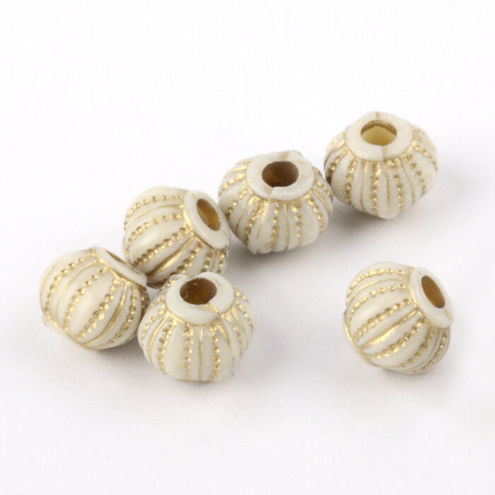 Beige Patterned Acrylic Beads