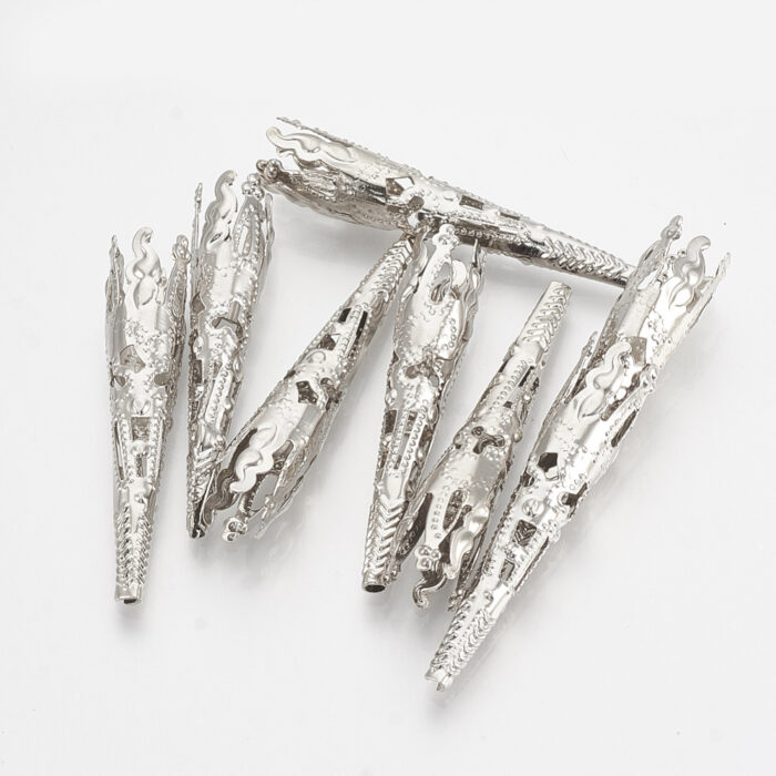 Dark Silver Filegree Metal Cone Bead