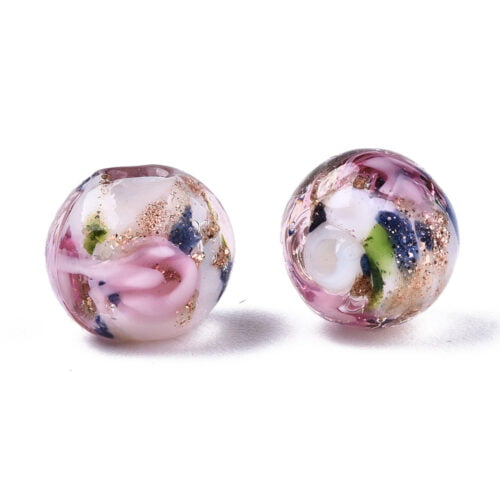 Pink Lampwork Beads 