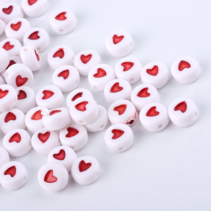 Red Heart Acrylic Round Beads