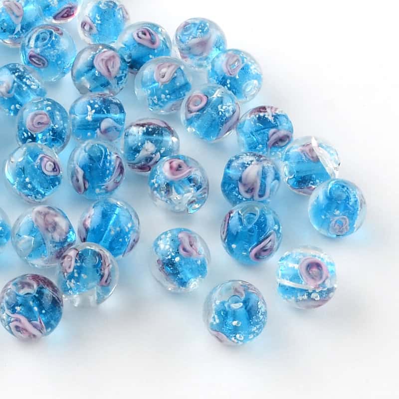Sky Blue Transparent Lampwork Beads