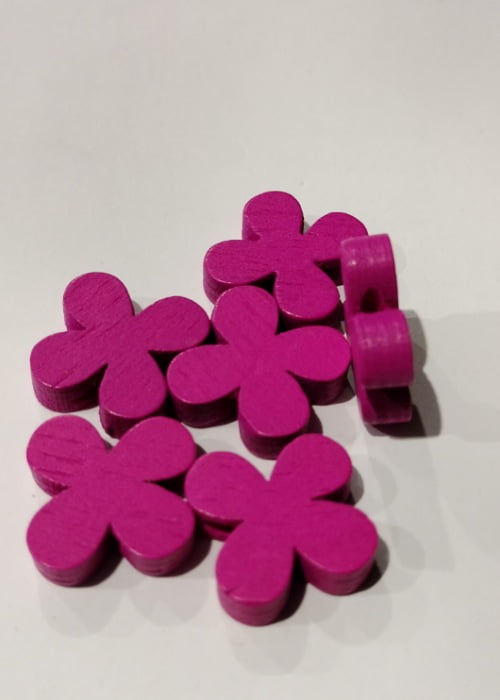 sweet pink floral wooden bead flowers