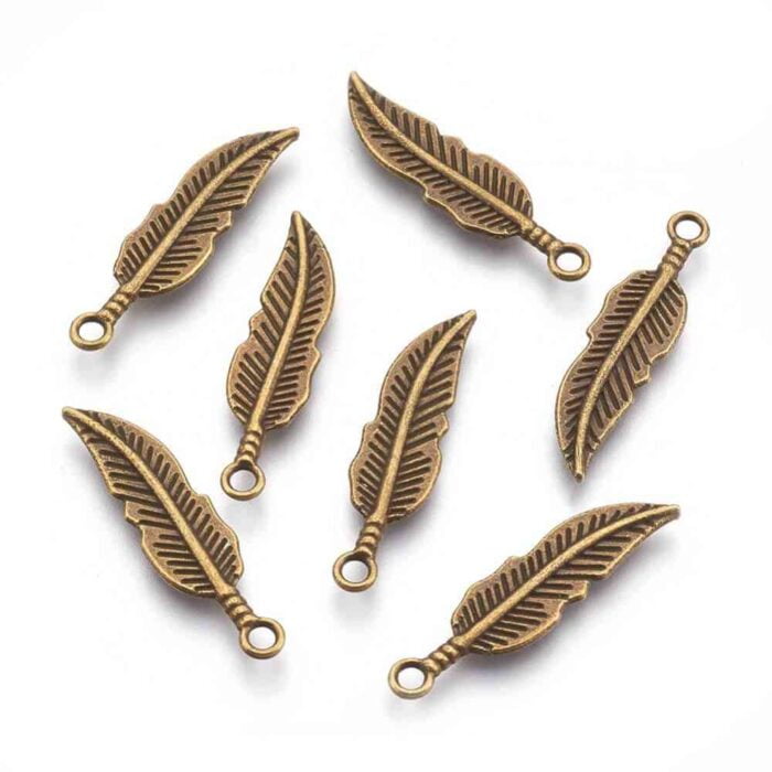 Feather Metal Charms - Antique Bronze