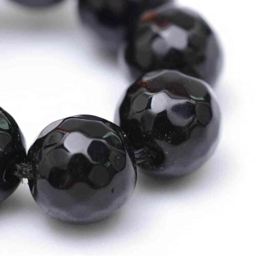 Jet Faceted Glass Beads