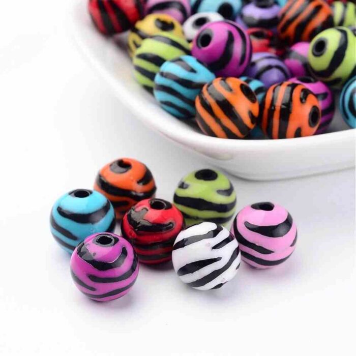 Beautiful Zebra Stripped Acrylic Beads