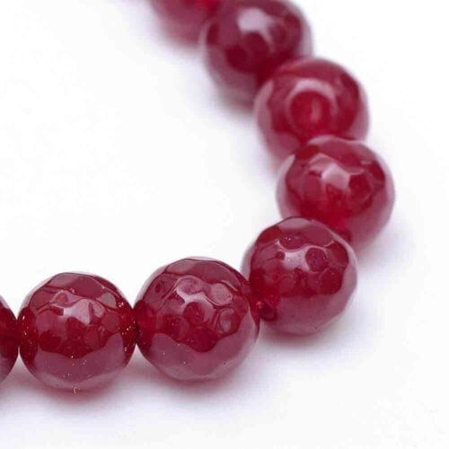 Ruby Faceted Glass Beads