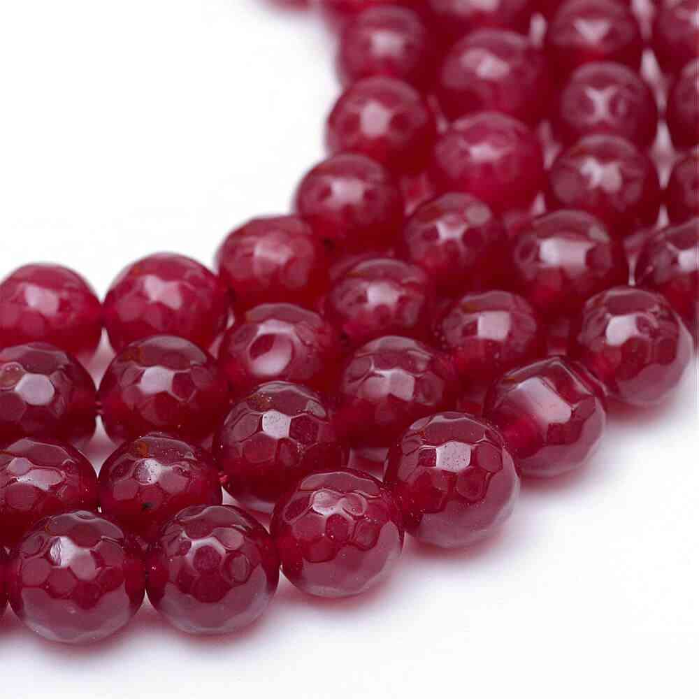 New Summer Ruby Faceted Glass Beads