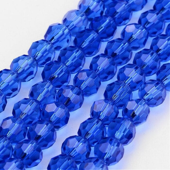20 Blue Czech Faceted Crystal Glass Round Beads - (8mm) - Image 3