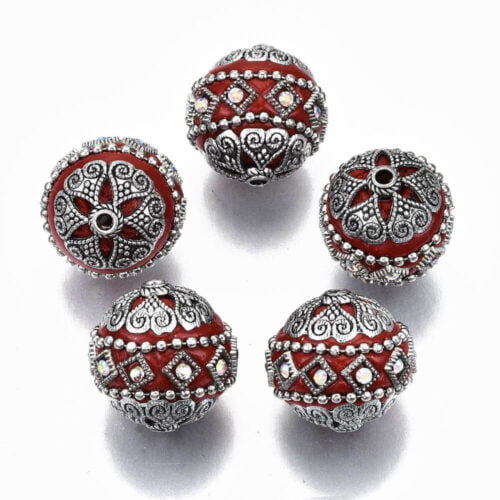 Red Kashmiri Beads with AB Rhinestones