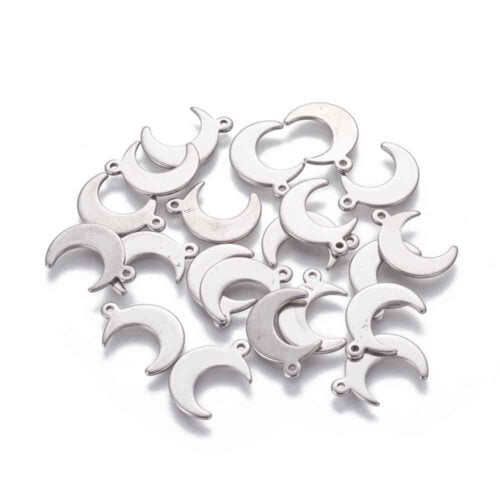 Half Moon Charm silver colour