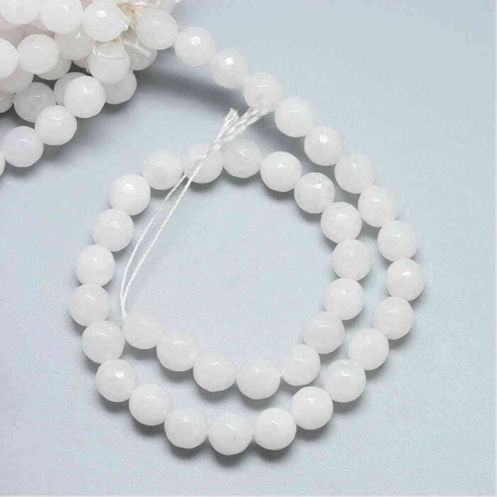 Faceted Natural Jade White gemstone beads