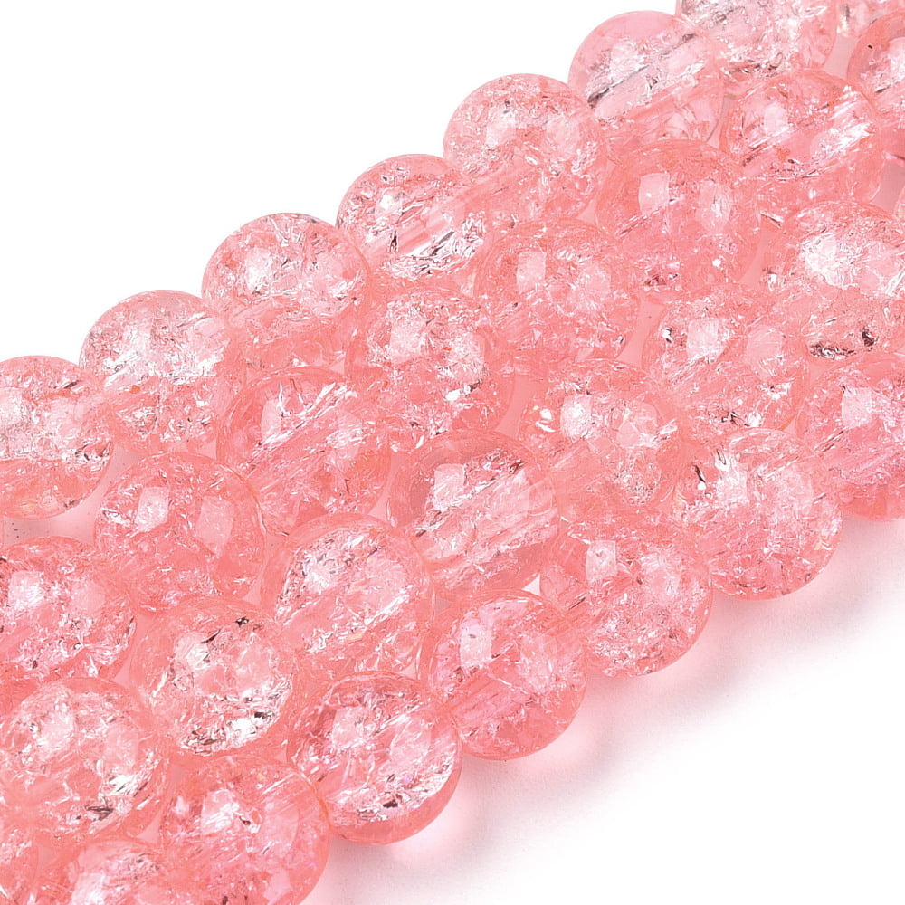 Gorgeous Pink Crackle Glass Beads