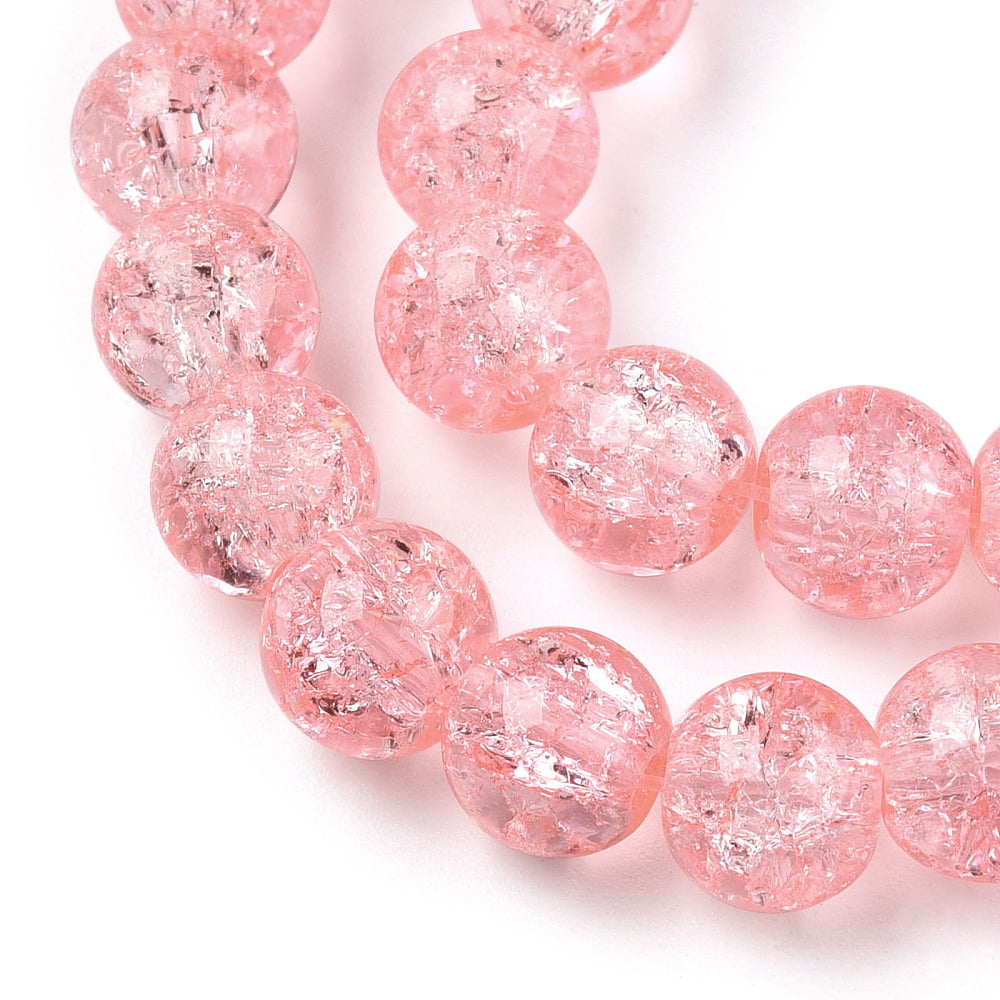 Gorgeous Pink Crackle Glass Beads