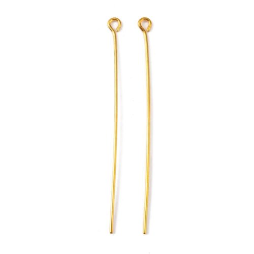 Long Gold Plated Eye Pins - 50mm