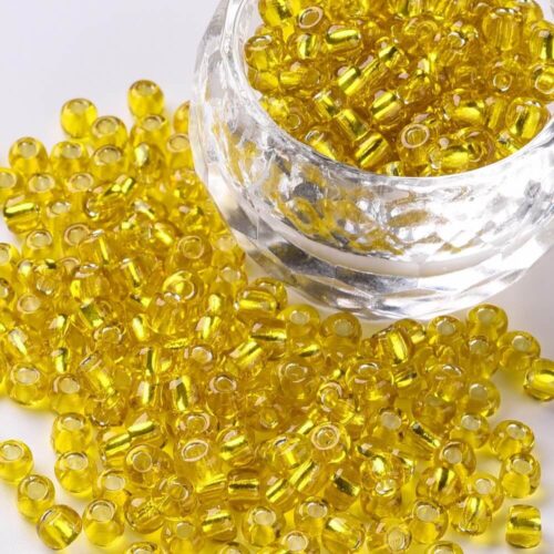 Silver lined yellow seed beads