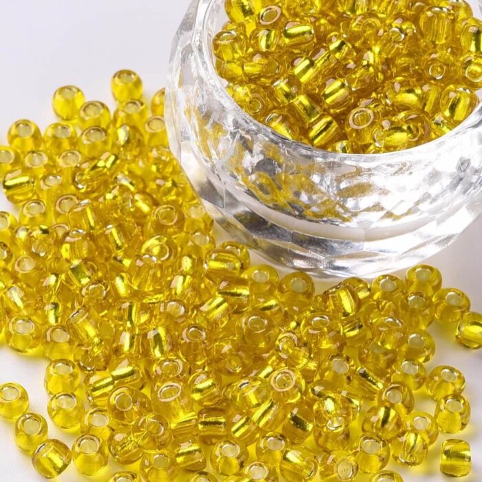 Silver lined yellow seed beads