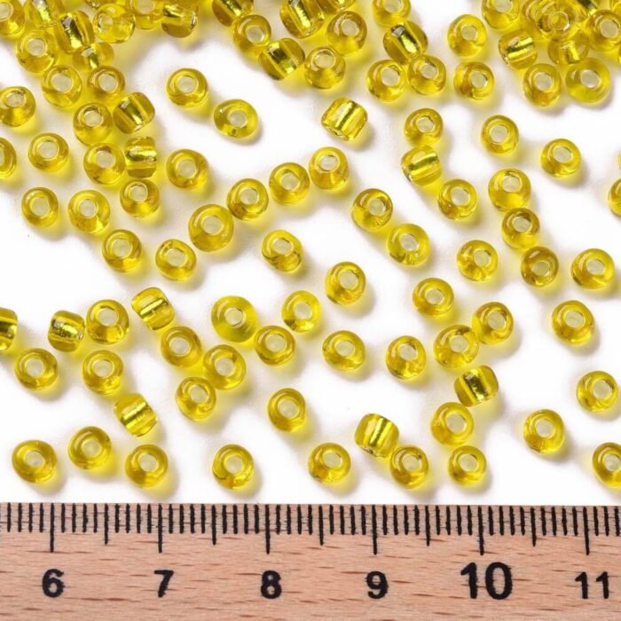Silver lined yellow seed beads