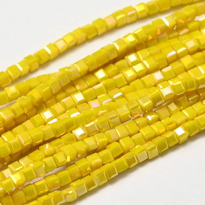 Yellow Tiny Square Glass Beads