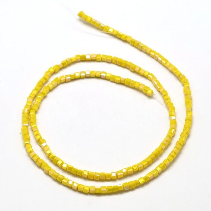 Yellow Tiny Square Glass Beads (2.5mm) - Image 3