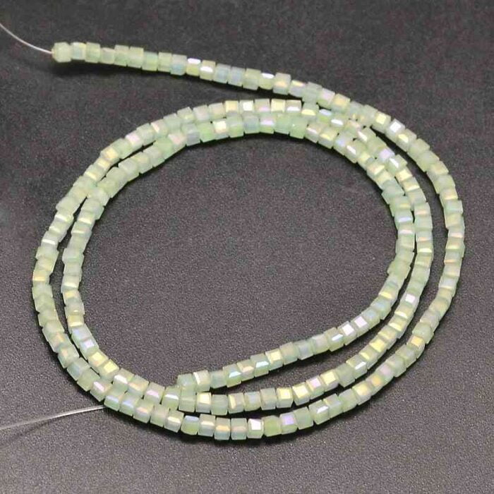 Pale Green Tiny Square Glass Beads (2.5mm) - Image 2