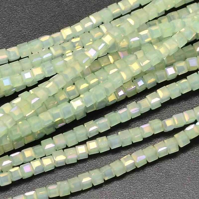Pale Green Tiny Square Glass Beads