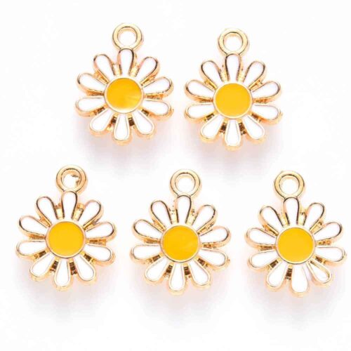 Light Gold Yellow Flower Enamel Charm