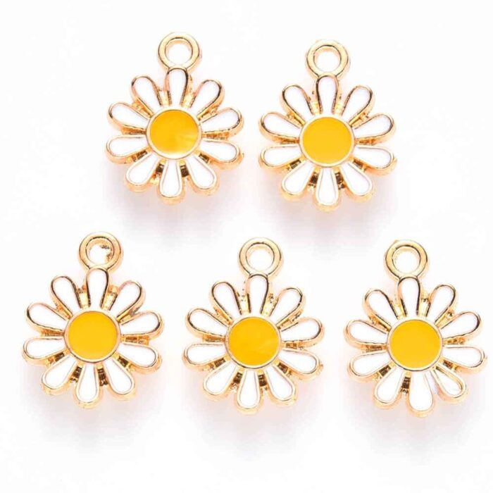 Light Gold Yellow Flower Enamel Charm