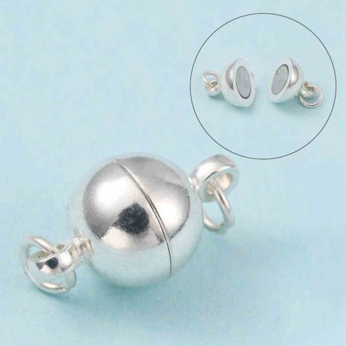 Silver Brass Magnetic Clasp with Loop and Jump Ring