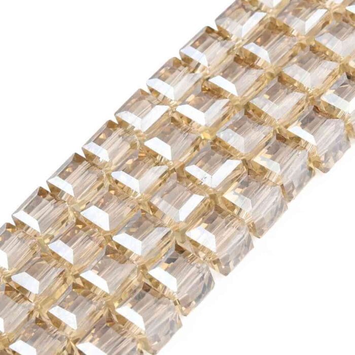 Beautiful Crystal Honey AB Square Glass Beads -Electroplated