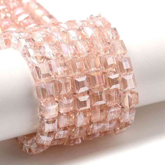 Pink AB Square Glass Beads