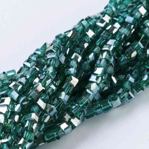 Sea Green Tiny Square Aurora Borealis Glass Beads