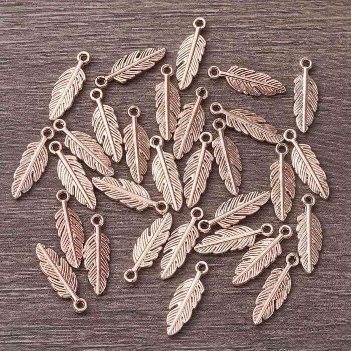 Rose Gold Feather Charm Pendant