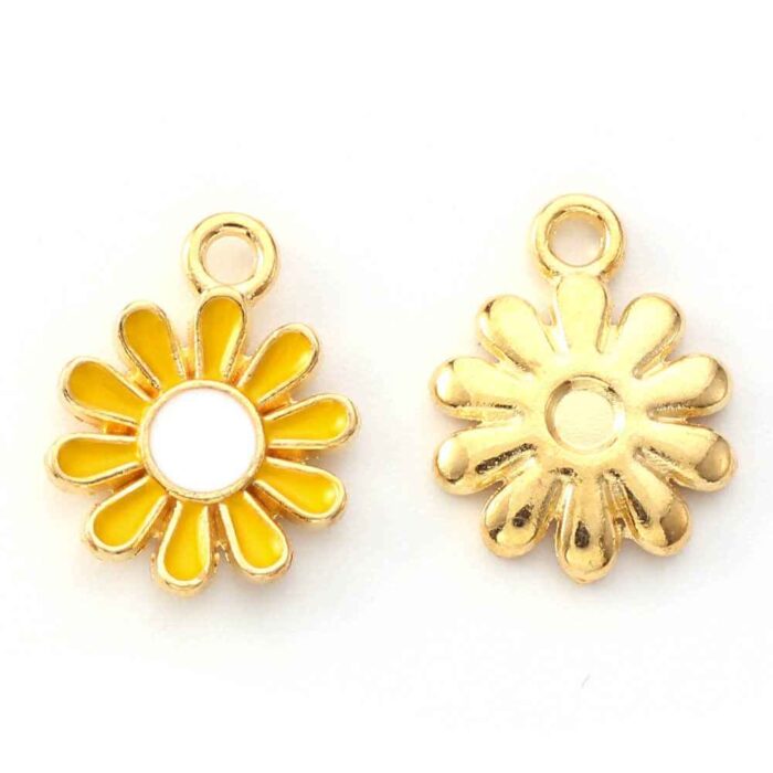 An Awesome Light Gold Yellow Flower Enamel Charm - New Item!