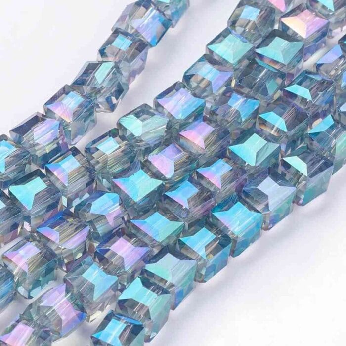 Aquamarine AB Square Glass Beads