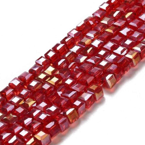 Red Tiny Square Glass Beads