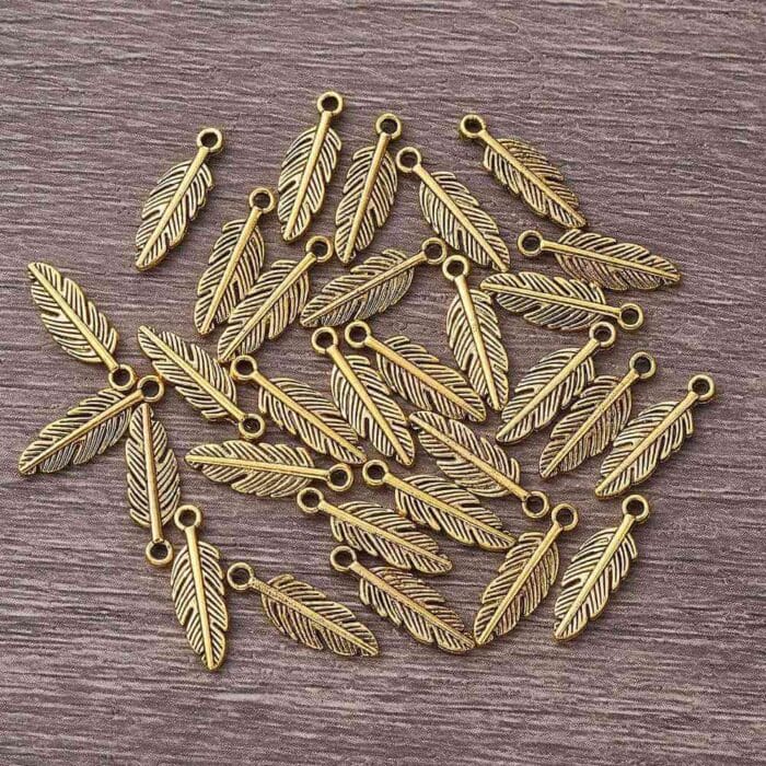 Gold Plated Feather Pendant Charm