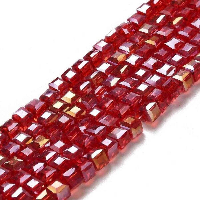 Red Tiny Square Glass Beads