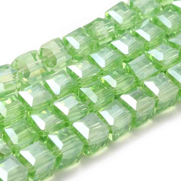 Light Green AB Square Glass Beads