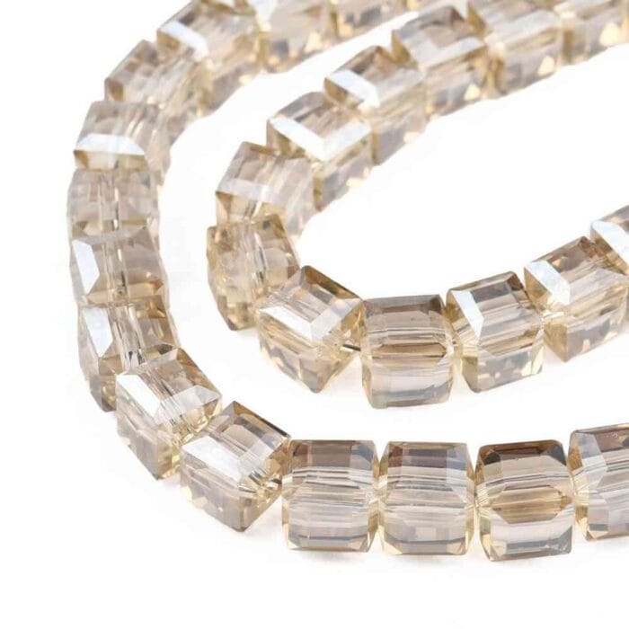 Crystal Honey AB Square Glass Beads