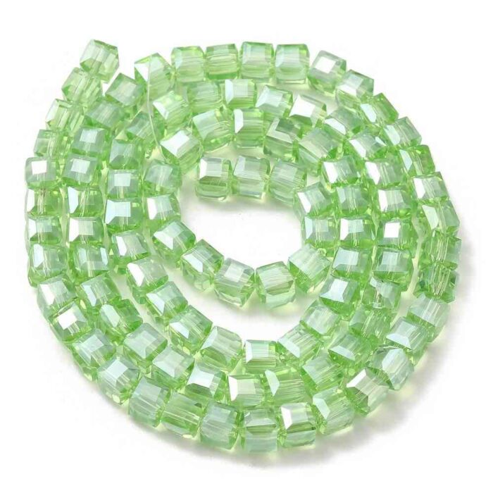Light Green AB Square Glass Beads