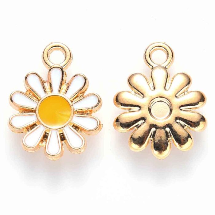 An Awesome Light Gold Yellow Flower Enamel Charm - New Item!