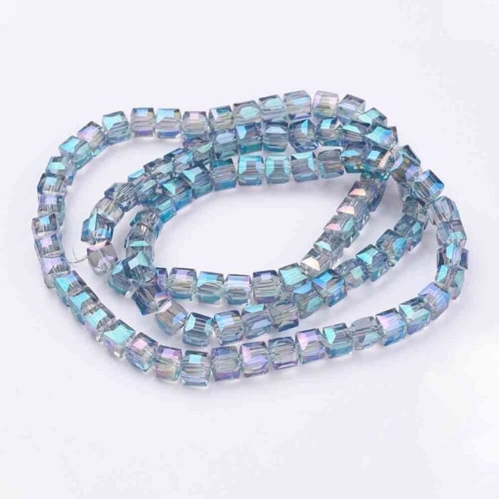 Aquamarine AB Square Glass Beads