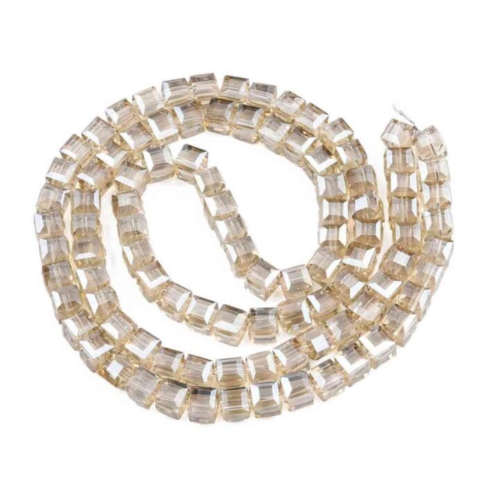 Beautiful Crystal Honey AB Square Glass Beads -Electroplated