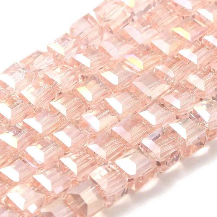 Pink AB Square Glass Beads