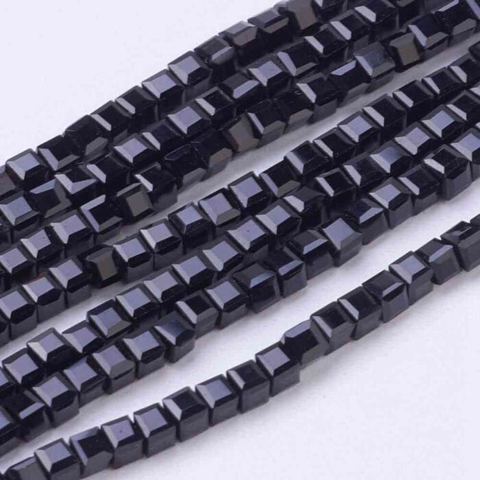 Black Square Glass Beads