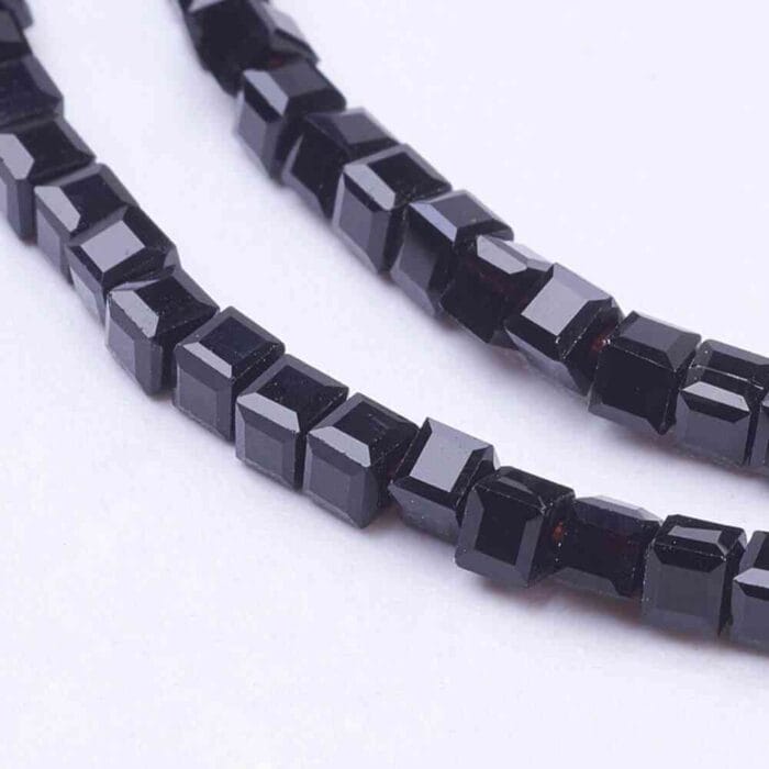 Tiny Black Square Glass Beads