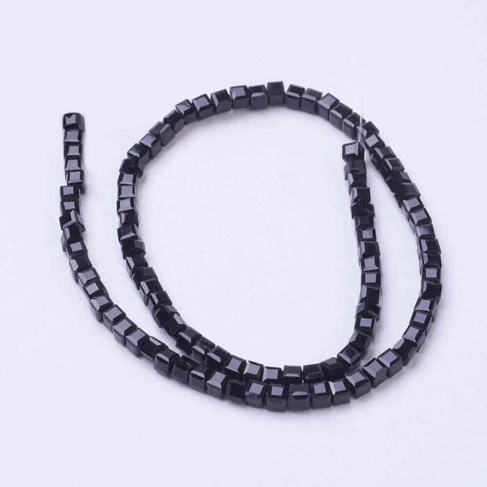 Tiny Black Square Glass Beads