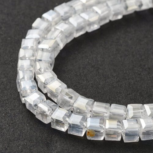 Plain Faceted Square Glass Beads