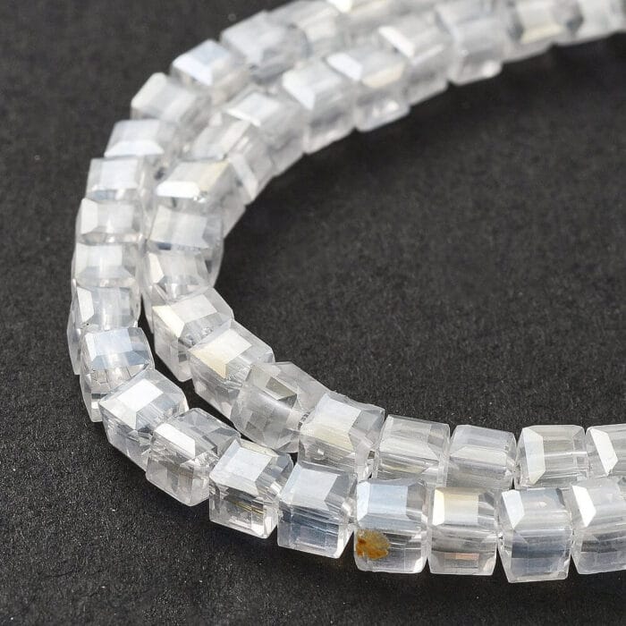 Plain Faceted Square Glass Beads